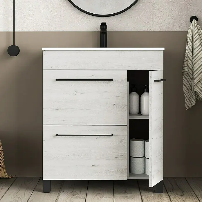 Mueble de lavabo Tabarca - L x An x Al: 44,6 x 70 x 83,3 cm, Silver, Mate - Foto ambiente