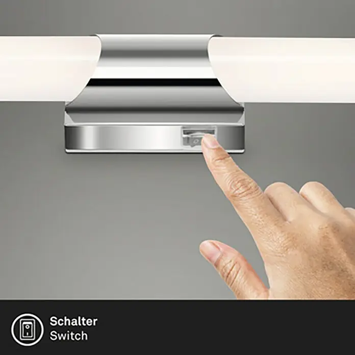 Briloner Aplique LED para espejo Klak - 11 W, L x An x Al: 6,8 x 6,5 x 47 cm, Blanco neutro - Primer plano