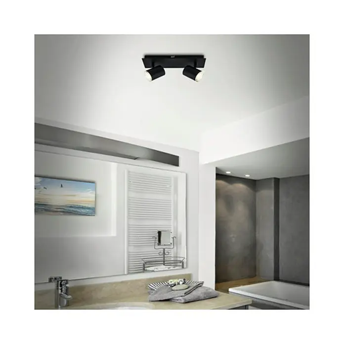 Briloner Regleta Banyo - 10 W, x 2, L x An x Al: 9,9 x 29 x 11,2 cm, GU10, Negro - Foto ambiente