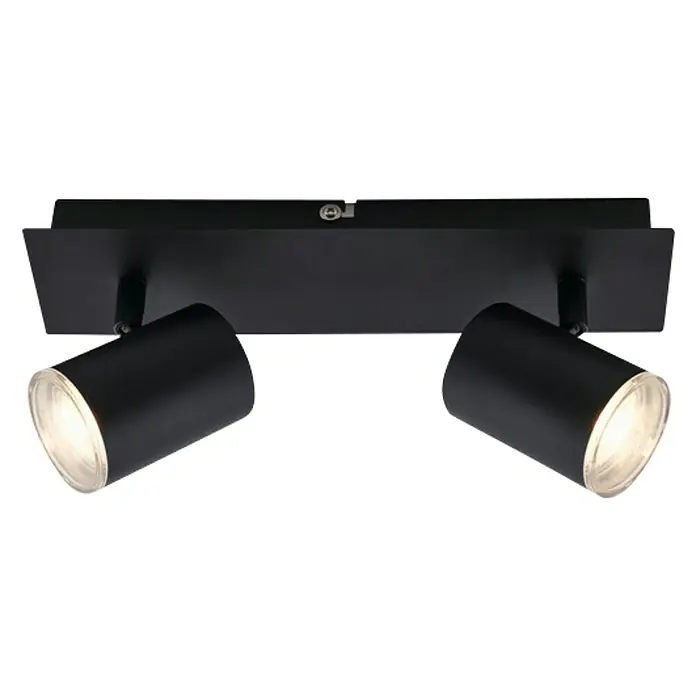 Briloner Regleta Banyo - 10 W, x 2, L x An x Al: 9,9 x 29 x 11,2 cm, GU10, Negro - Vista angular