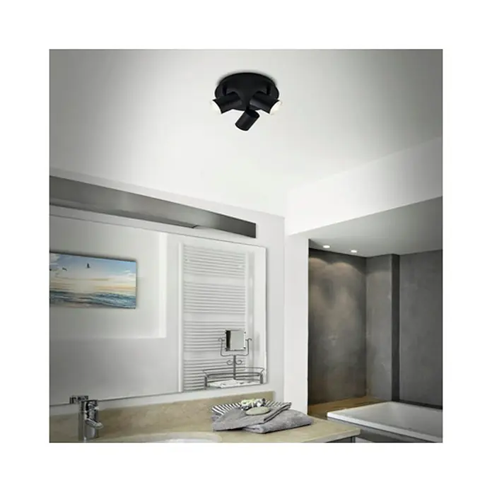Briloner Regleta Banyo - 15 W, x 3, L x An x Al: 21 x 21 x 11,2 cm, GU10, Negro - Foto ambiente