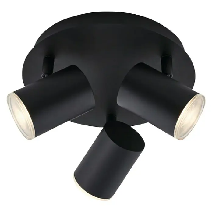 Briloner Regleta Banyo - 15 W, x 3, L x An x Al: 21 x 21 x 11,2 cm, GU10, Negro - Vista angular