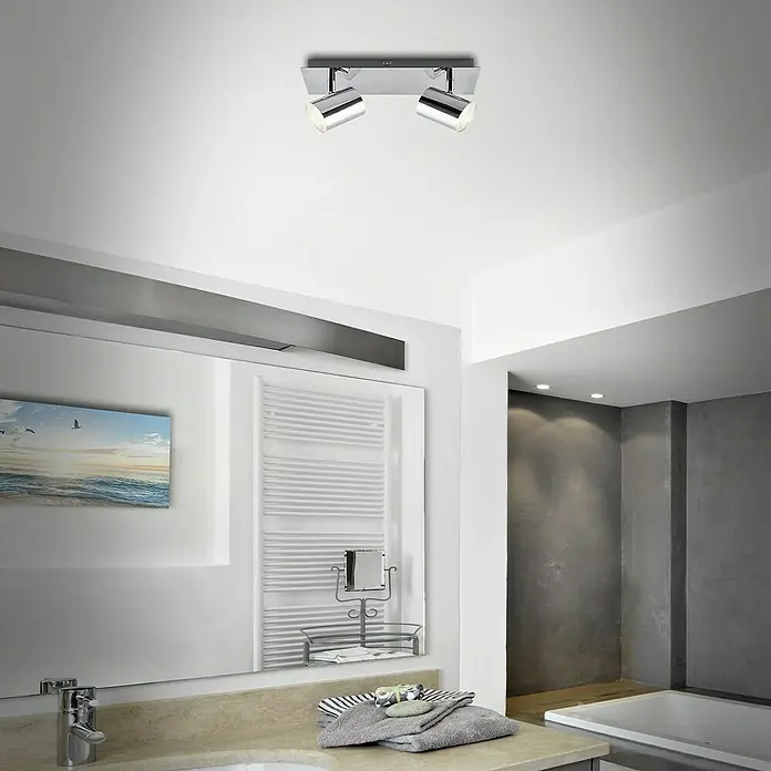 Briloner Regleta Banyo - 10 W, x 2, L x An x Al: 9,9 x 29 x 11,2 cm, GU10, Cromo - Foto ambiente