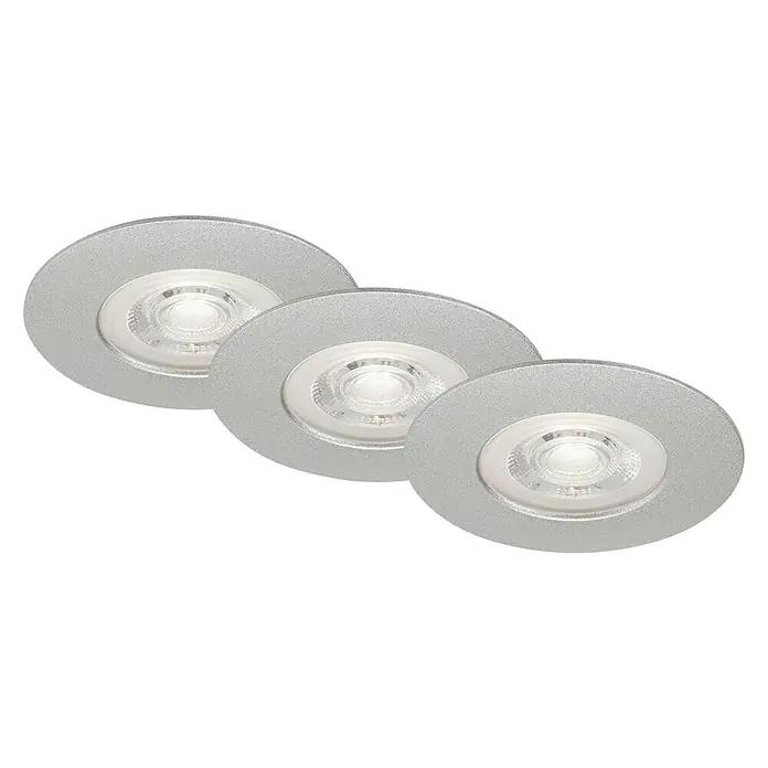 Briloner Set de focos LED empotrables redondos Kulana - 15 W, x 3, Ø x Al: 9 x 2,5 cm, Cromo, Blanco cálido - Vista ascendente