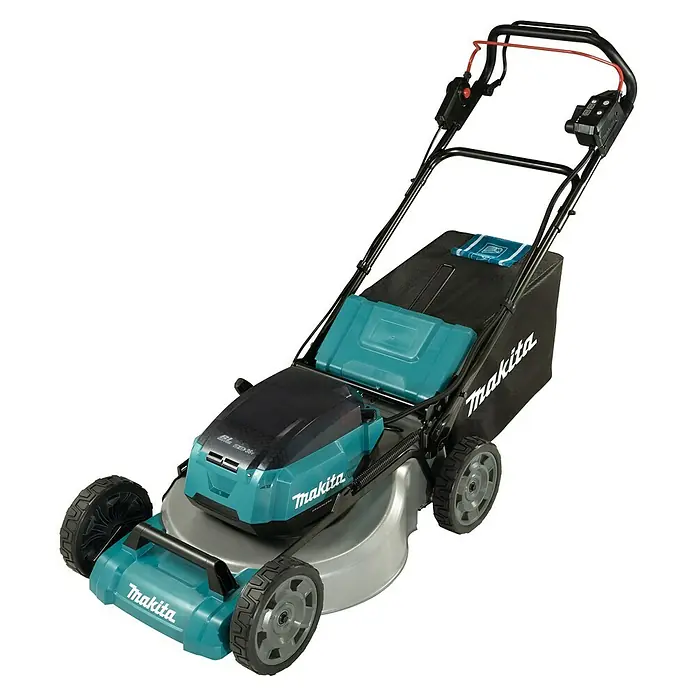 Makita Akku-Rasenmäher DLM532PT4 - 18 V, 4 Akkus, 5 Ah, Schnittbreite: 53 cm - Diagonale Ansicht