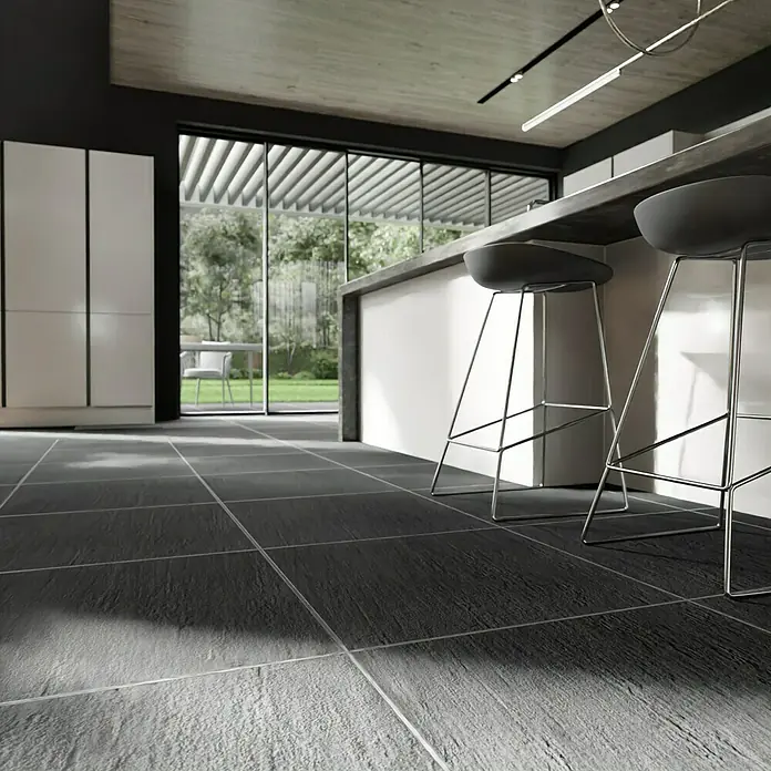 Terrassenfliese Slate Black - 60 x 60 x 2 cm, Schwarz, Matt - Stimmungsaufnahme