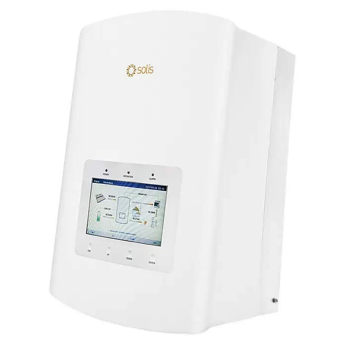 Inversor Híbrido Monofásico Solis - 5 kW, 330 V, L x An x Al: 24,9 x 33,3 x 50,5 cm - Vista angular