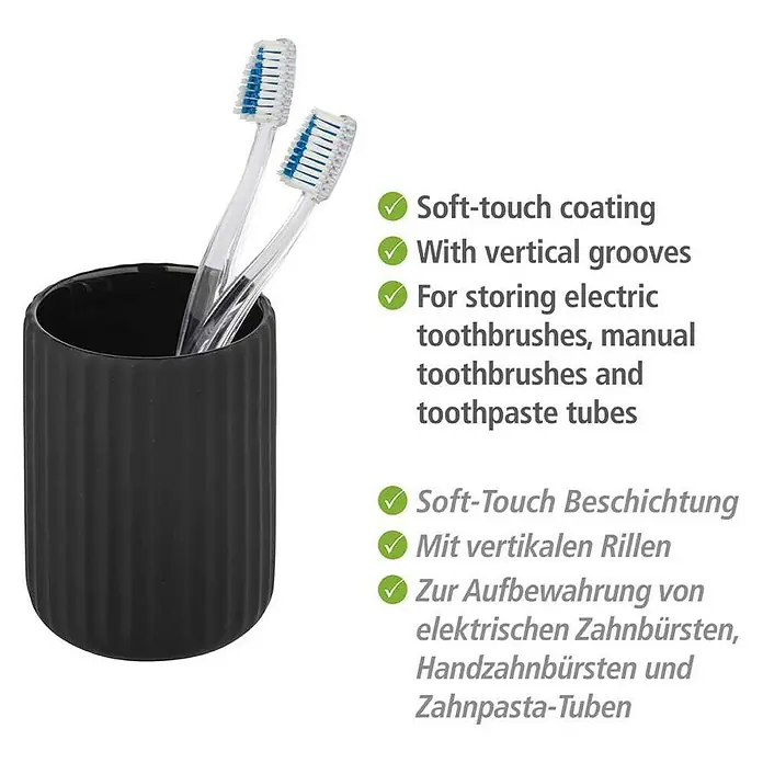 Wenko Zahnputzbecher Belluno - Keramik, Schwarz - Skizze