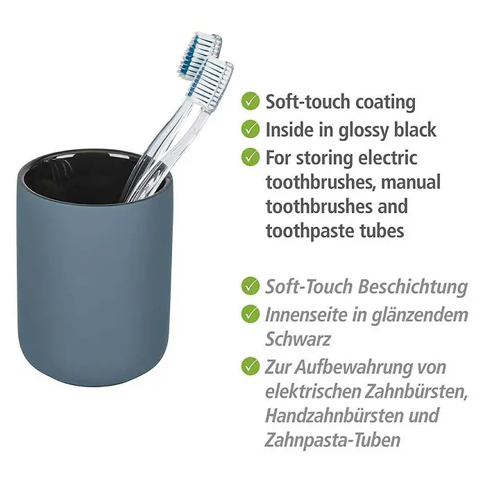 Wenko Zahnputzbecher Avellino - Keramik, Blau - Skizze