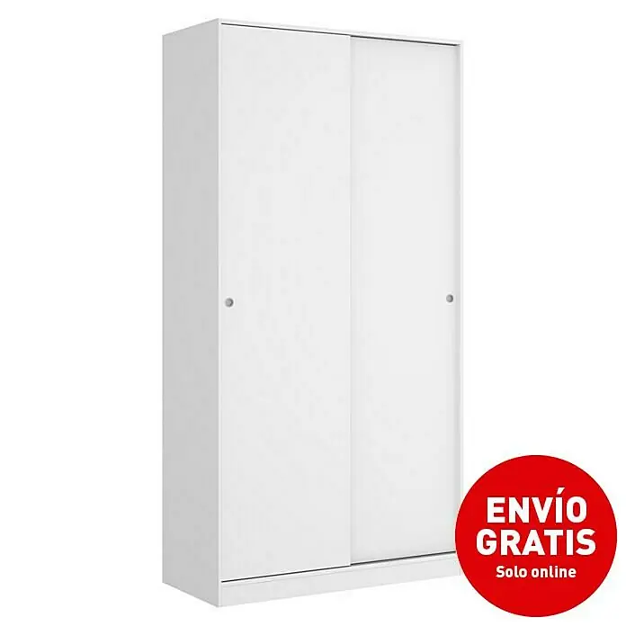 Armario para ropa con puertas correderas Slide - L x An x Al: 50 x 100 x 204 cm, Blanco - Vista angular
