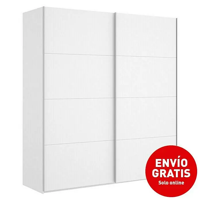 Armario para ropa con puertas correderas Slide - L x An x Al: 65 x 180 x 204 cm, Blanco - Vista angular