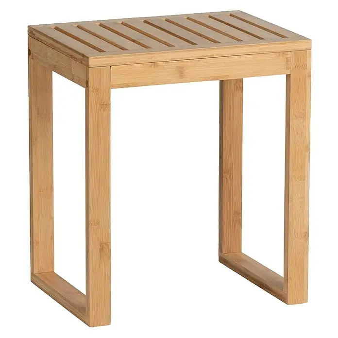 Wenko Bambusa Badhocker - B x H: 40 x 30 cm, Bambus - Diagonale Ansicht