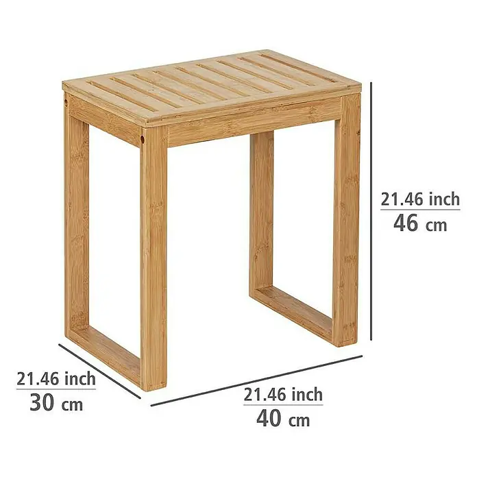 Wenko Bambusa Badhocker - B x H: 40 x 30 cm, Bambus - Skizze