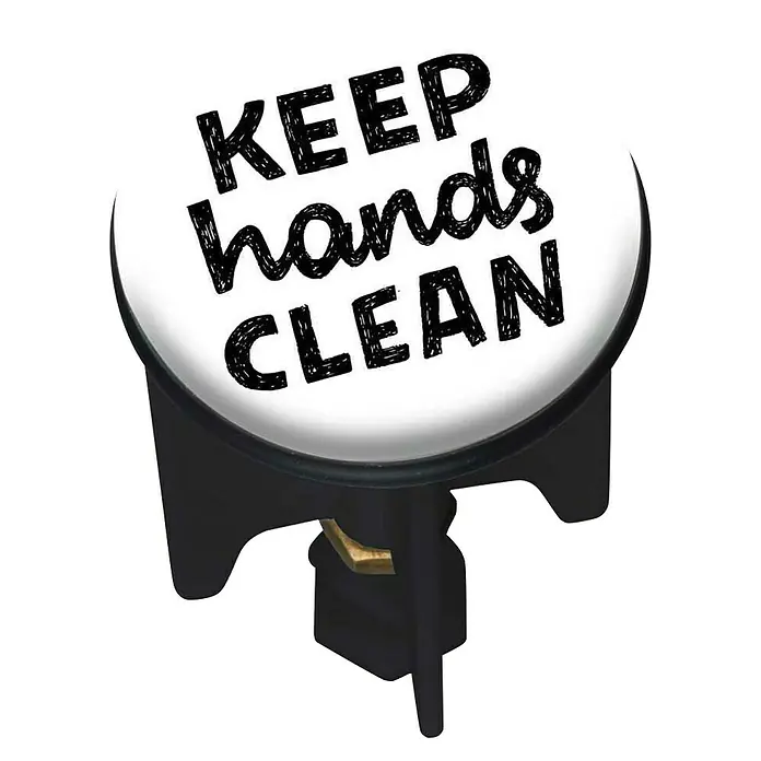 Wenko Excenterstopfen Keep Clean - Keep hands clean, Schwarz/Weiß, Durchmesser: 3,9 cm - Vorderansicht