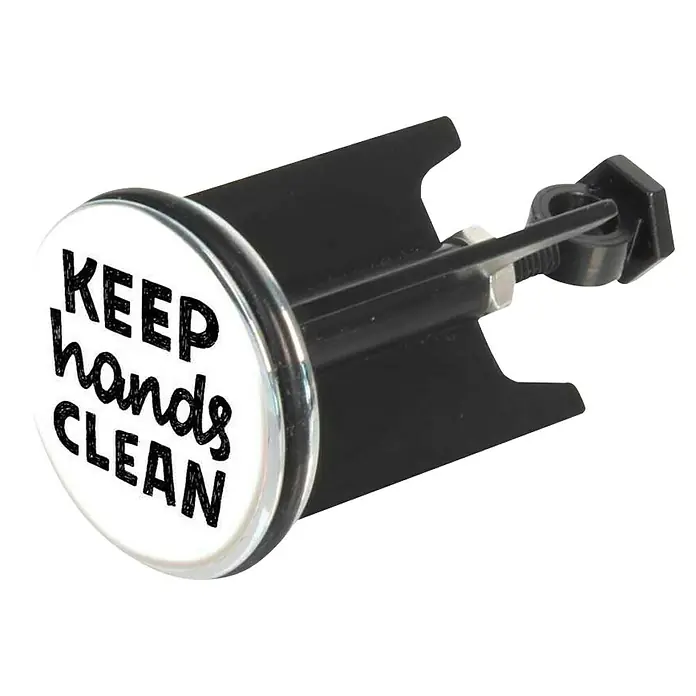 Wenko Excenterstopfen Keep Clean - Keep hands clean, Schwarz/Weiß, Durchmesser: 3,9 cm - Diagonale Ansicht