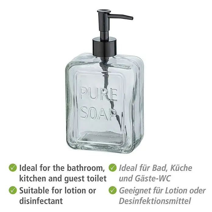 Wenko Seifenspender Pure Soap - Glas, Transparent - Skizze