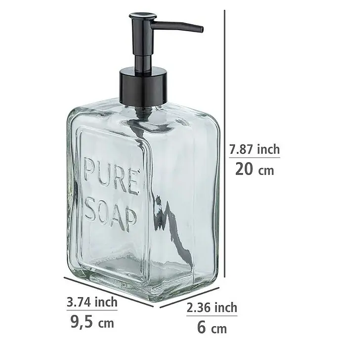 Wenko Seifenspender Pure Soap - Glas, Transparent - Skizze