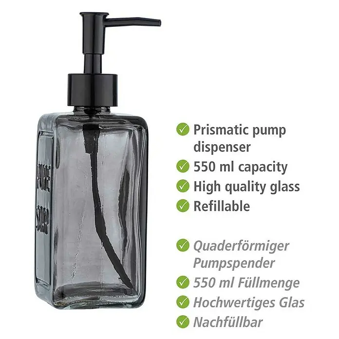 Wenko Seifenspender Pure Soap - Glas, Grau - Skizze