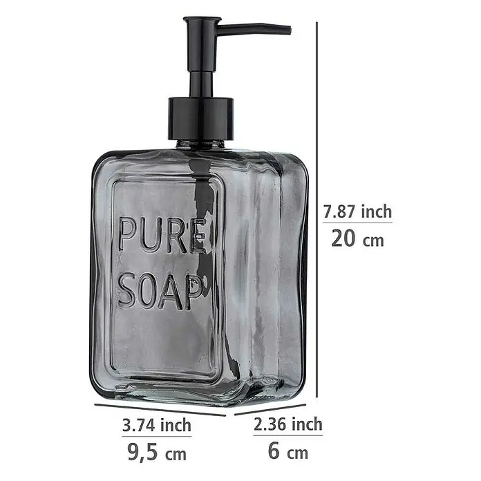 Wenko Seifenspender Pure Soap - Glas, Grau - Skizze