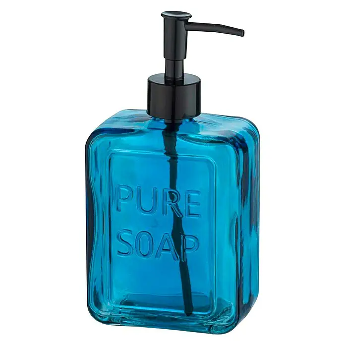 Wenko Seifenspender Pure Soap - Glas, Blau - Vorderansicht