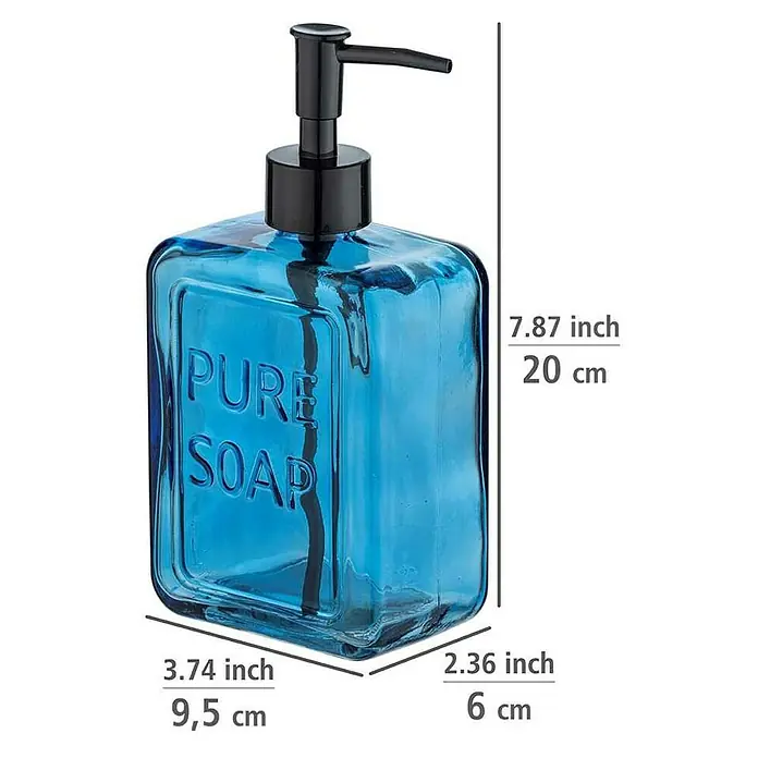 Wenko Seifenspender Pure Soap - Glas, Blau - Skizze