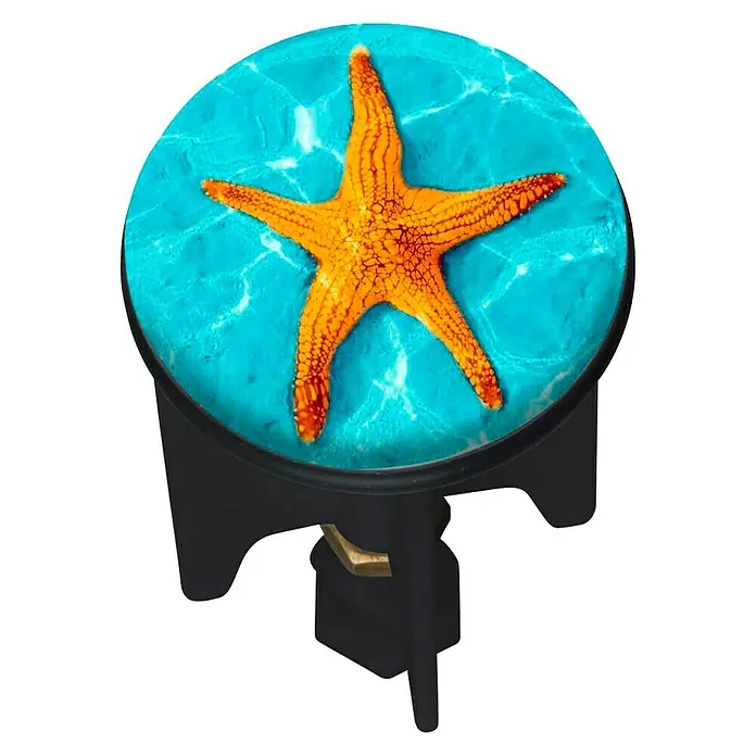 Wenko Excenterstopfen Tonga - Seestern, Blau/ Orange, Durchmesser: 3,9 cm - Vorderansicht