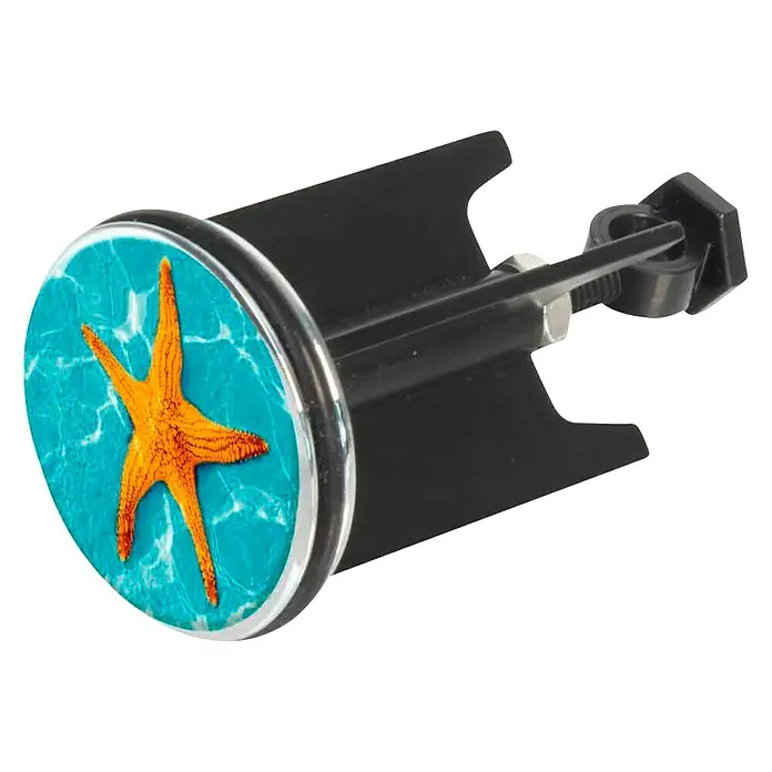 Wenko Excenterstopfen Tonga - Seestern, Blau/ Orange, Durchmesser: 3,9 cm - Diagonale Ansicht