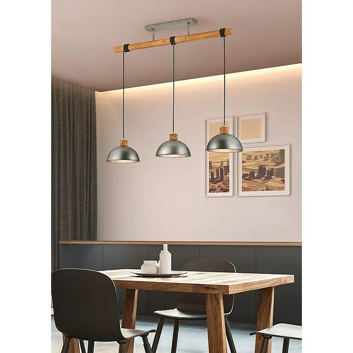 Trio Leuchten Delhi Hanglamp Delhi - 42 W, l x b x h: 25,5 x 107,5 x 215 cm, E27, 3 st. - Sfeeropname