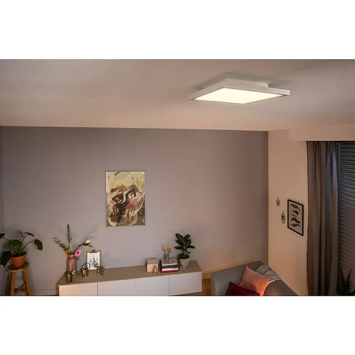 Philips Hue LED-Panel Aurelle - 46,5 W, L x B x H: 30 x 30 x 4,6 cm, Weiß, Warmweiß - Stimmungsaufnahme