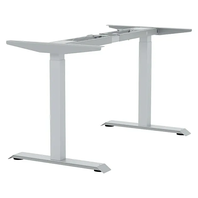 Tischgestell E-MORE 2M2S - Breitenverstellbar: 1.100 mm - 1.800 mm, Höhenverstellung: 700 mm - 1.180 mm, Aluminium, Stahl - Diagonale Ansicht