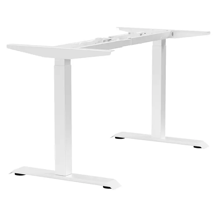 Tischgestell E-MORE 2M2S - Breitenverstellbar: 1.100 mm - 1.800 mm, Höhenverstellung: 700 mm - 1.180 mm, Weiß, Stahl - Diagonale Ansicht