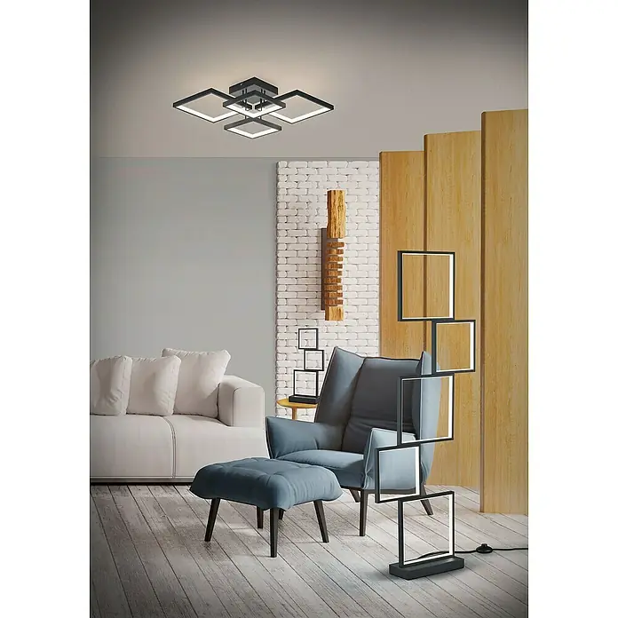 Trio Leuchten LED mennyezeti lámpa Sorrento - 24 W, Fekete matt, Meleg fehér - Hangulatos felvétel