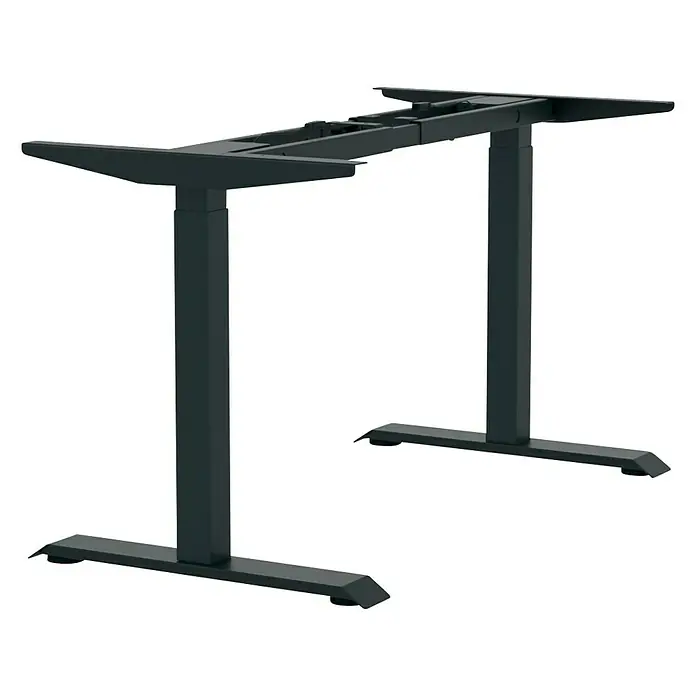 Tischgestell E-MORE 2M2S - Breitenverstellbar: 1.100 mm - 1.800 mm, Höhenverstellung: 700 mm - 1.180 mm, Schwarz, Stahl - Diagonale Ansicht