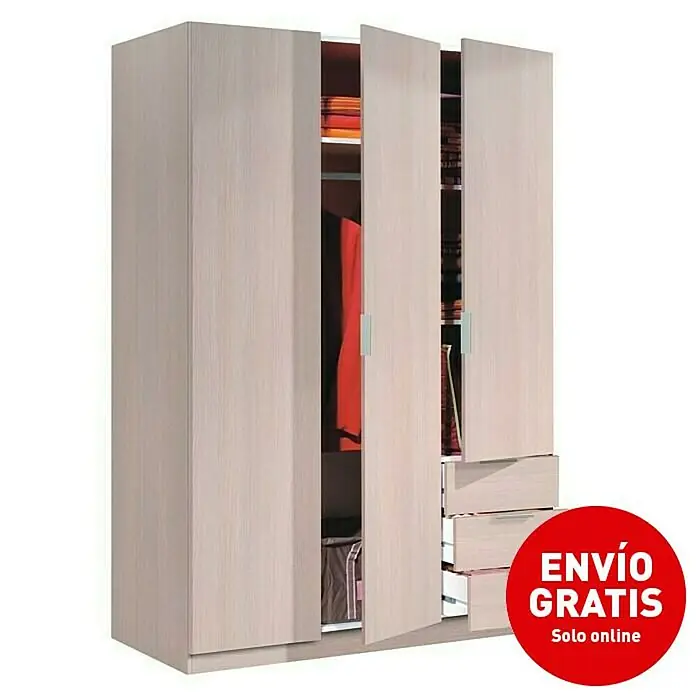 Armario para ropa Basic - L x An x Al: 52 x 121 x 180 cm, Roble - Vista angular