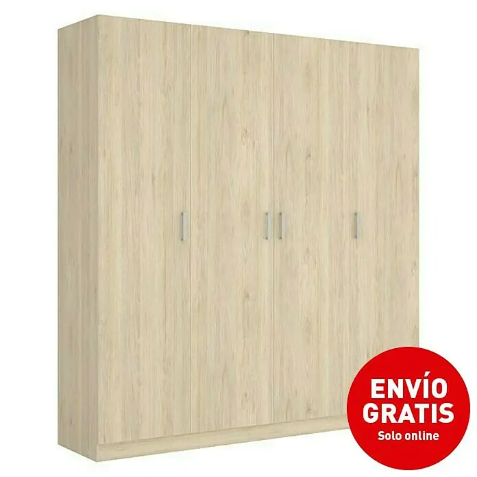 Armario para ropa Maxi - L x An x Al: 52 x 200 x 215 cm, Roble - Vista angular
