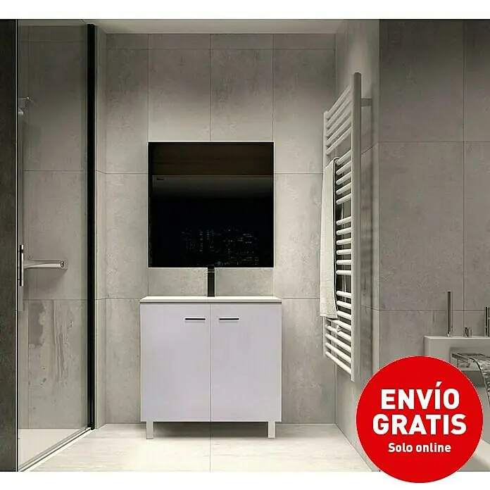 Conjunto de mueble de baño Smart - 80 cm, 3 piezas, Blanco - Foto ambiente