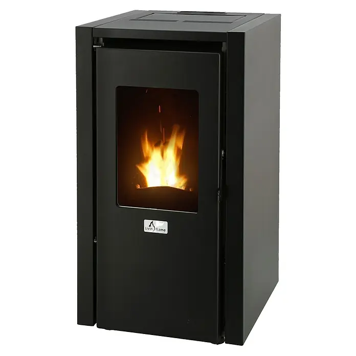Livin'flame Pelletkachel Stavanger 6 - Verwarmingscapaciteit: 144 m³, Zwart, 5,8 kW - Diagonaal zicht