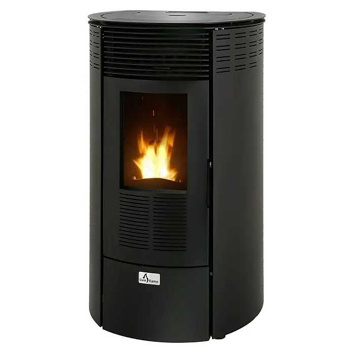 Livin'flame Pelletkachel Liland 8 - Verwarmingscapaciteit: 200 m³, Zwart, 7,5 kW - Diagonaal zicht