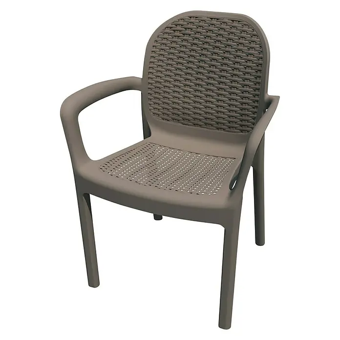 Silla de jardín Miranda - An x Pr x Al: 50,5 x 58 x 83,5 cm, Taupé - Vista angular