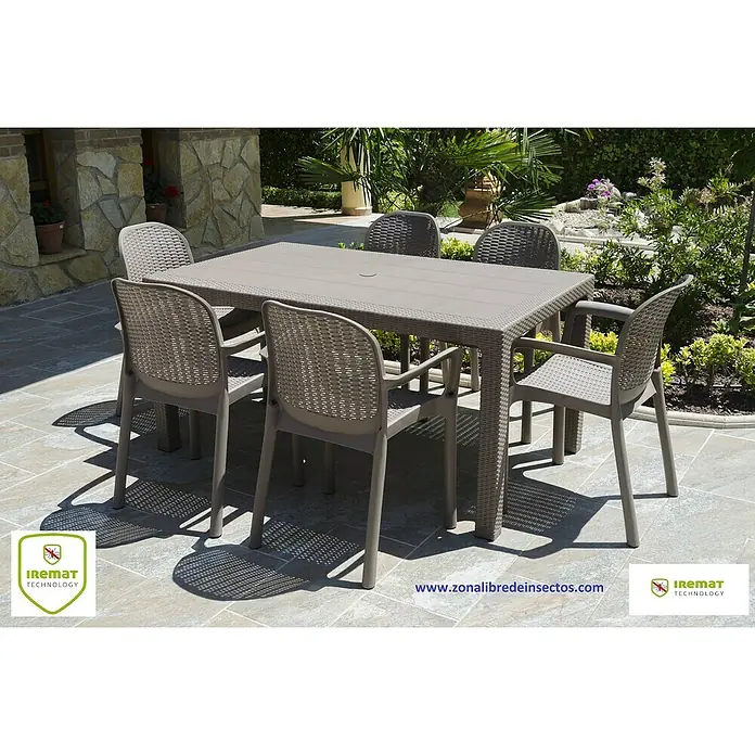 Mesa de jardín Bernedo - L x An: 150 x 90 cm, Taupe - Foto ambiente