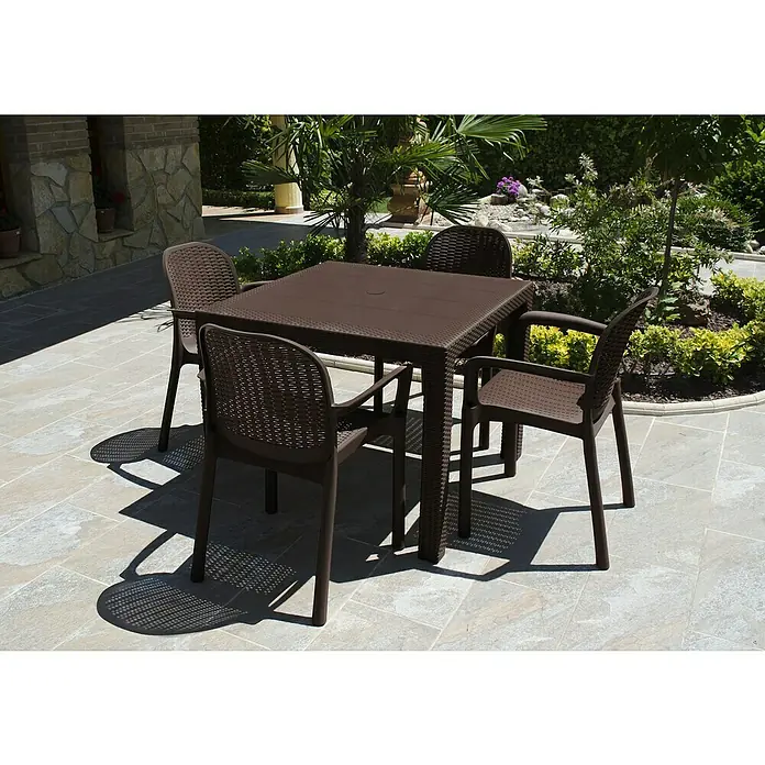 Mesa de jardín Lasarte - L x An: 80 x 80 cm, Wengué - Foto ambiente