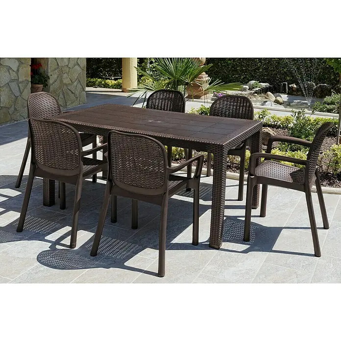 Mesa de jardín Lasarte - L x An: 150 x 90 cm, Wengué - Foto ambiente