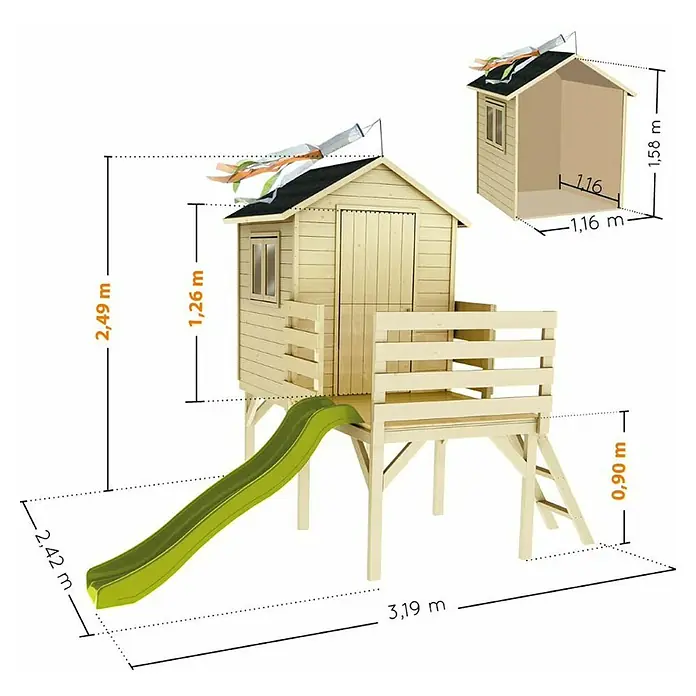 Soulet Torre de juegos Josephine - Material: Madera, L x An x Al: 242 x 319 x 249 cm - Dibujo técnico
