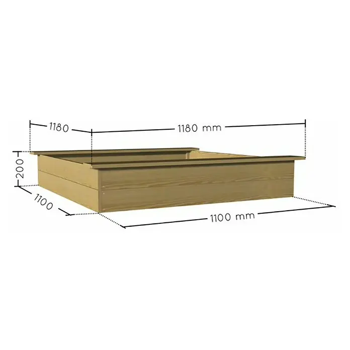 Soulet Cajón de arena Sophie - 118 x 118 x 12,6 cm, Madera - Dibujo técnico