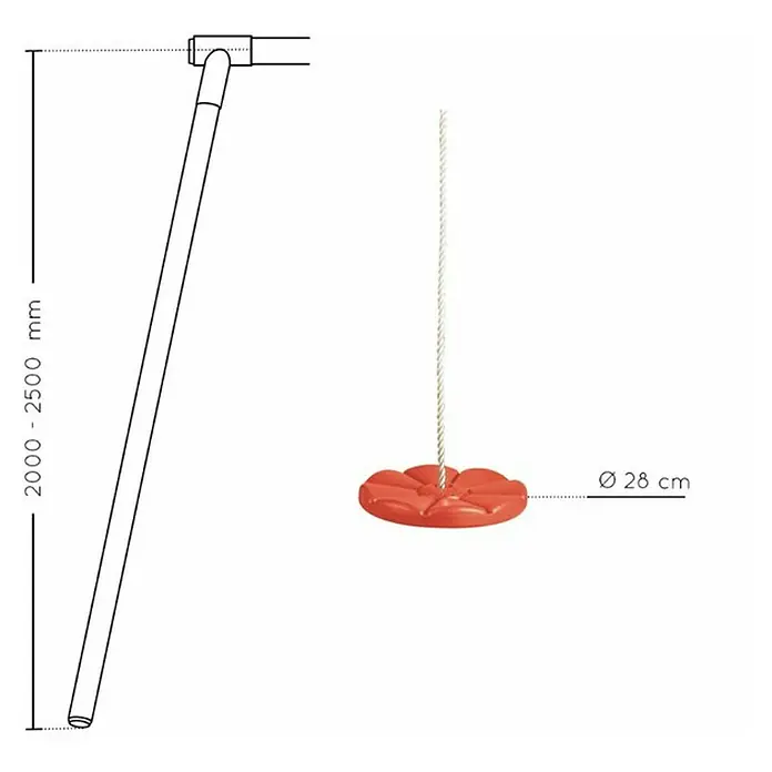 Soulet Columpio de disco de plástico Anne - 28 cm, Polietileno, Longitud de cable: 200 cm - 250 cm - Dibujo técnico