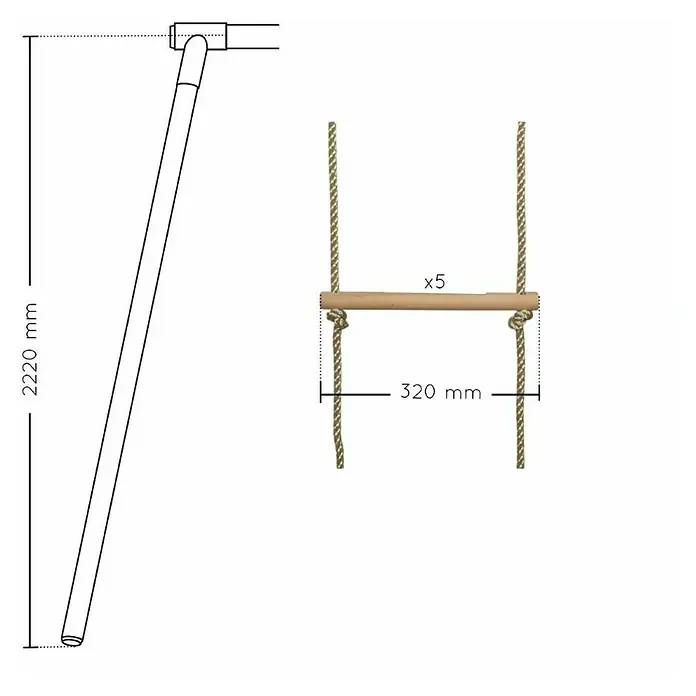 Soulet Escalera de cuerda Clarice - Material: Madera - Dibujo técnico