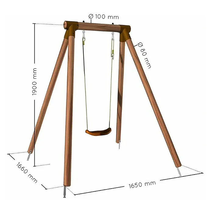 Soulet Columpio Hanna - L x An x Al: 165 x 166 x 195 cm, Madera, Marrón - Dibujo técnico