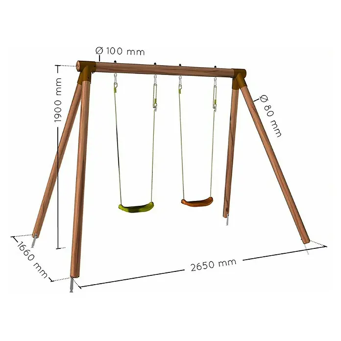 Soulet Columpio Alizee - L x An x Al: 265 x 166 x 195 cm, Madera - Dibujo técnico
