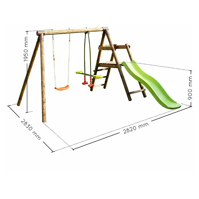 Soulet Columpio Menthe - L x An x Al: 282 x 283 x 195 cm, Madera, Marrón - Dibujo técnico