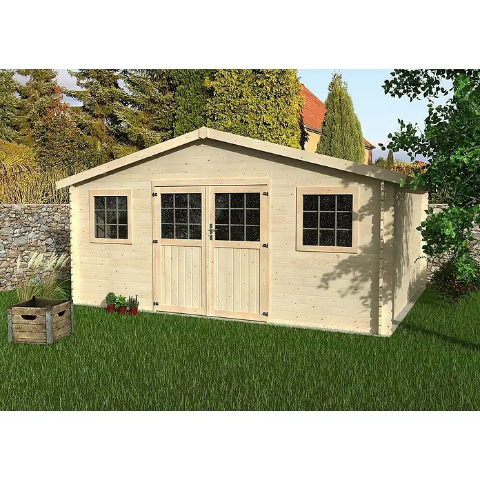 Décor et Jardin Caseta de madera Flodean TN - 509 x 402 cm, Espesor de pared: 28 mm, Natural - Foto ambiente